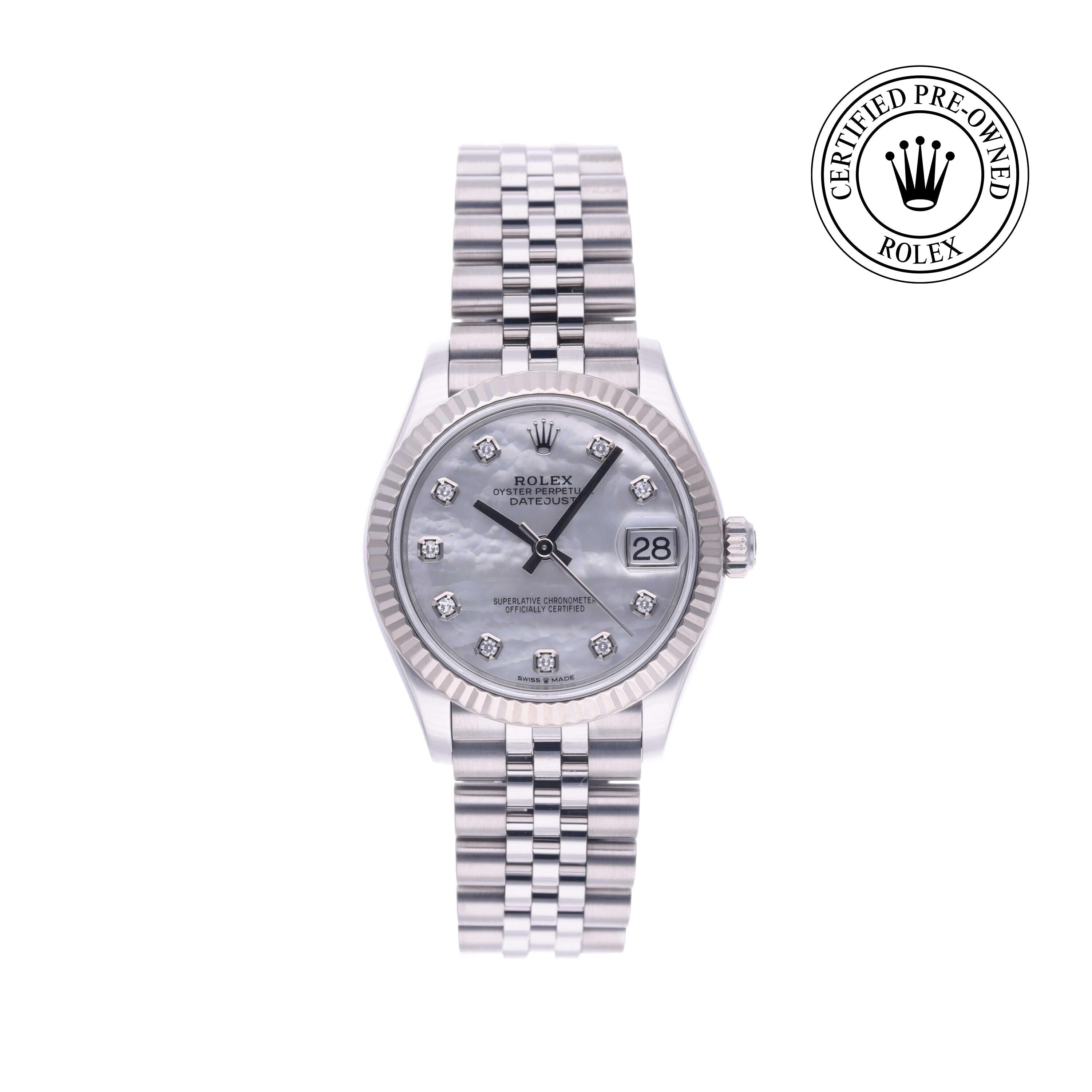 Rolex Certified Pre-owned Lady Datejust M278274-0006 front on white background