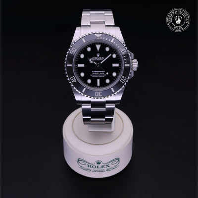 Rolex Certified Pre-owned Submariner M124060-0001 front on black background