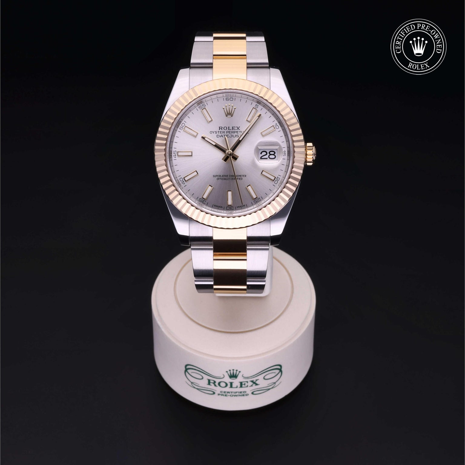 Rolex Certified Pre-owned Datejust M126333-0001 front on black background