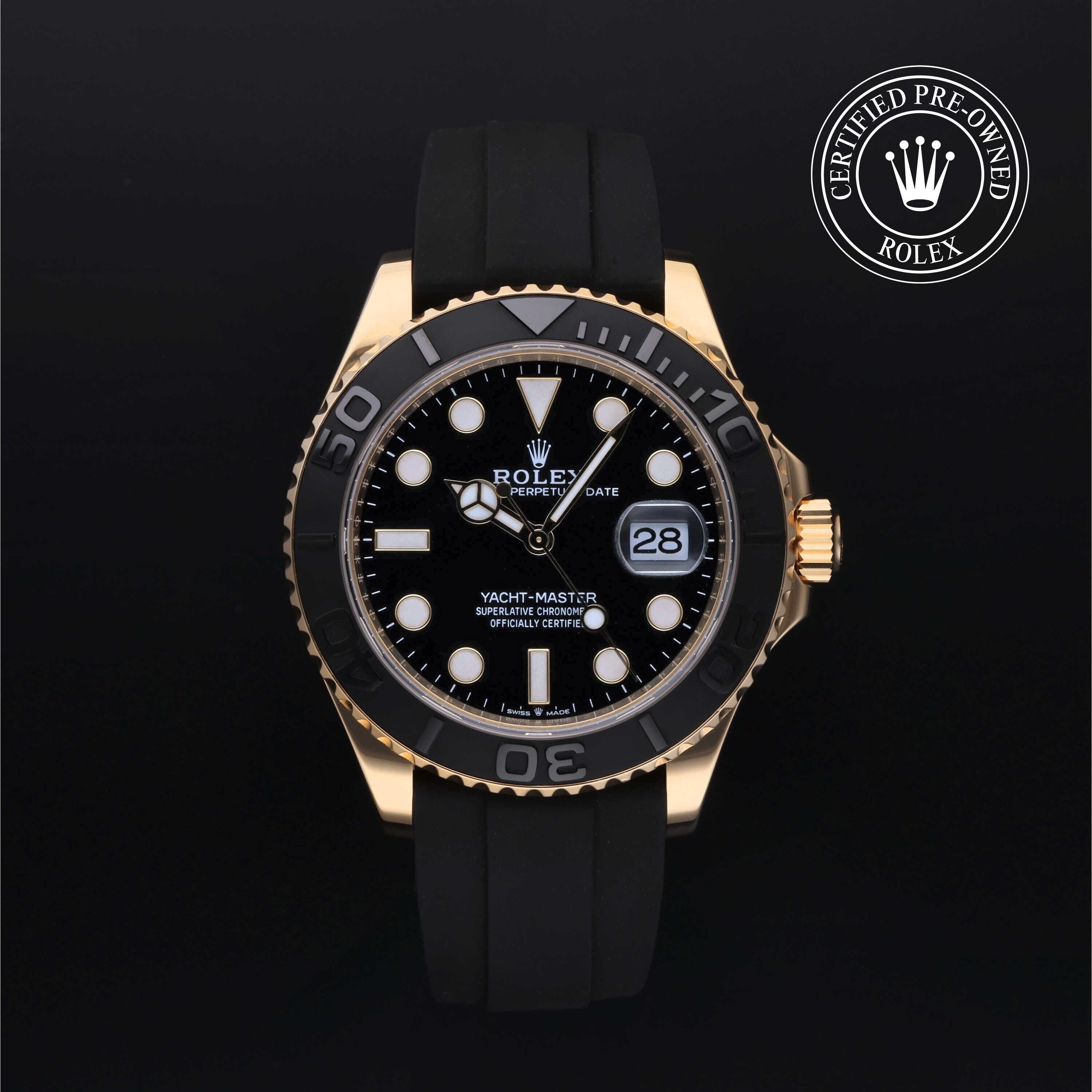 Rolex Certified Pre-owned Yacht-Master M226658-0001 front on black background