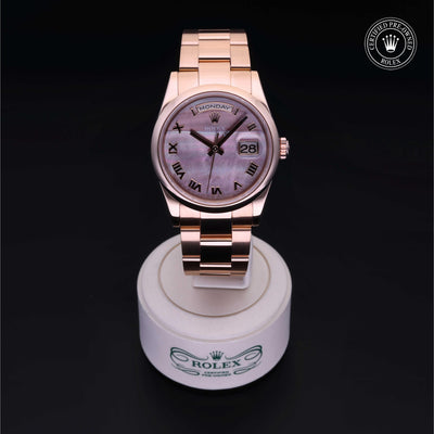 Rolex Certified Pre-owned Day-date M118205-0044 front on black background