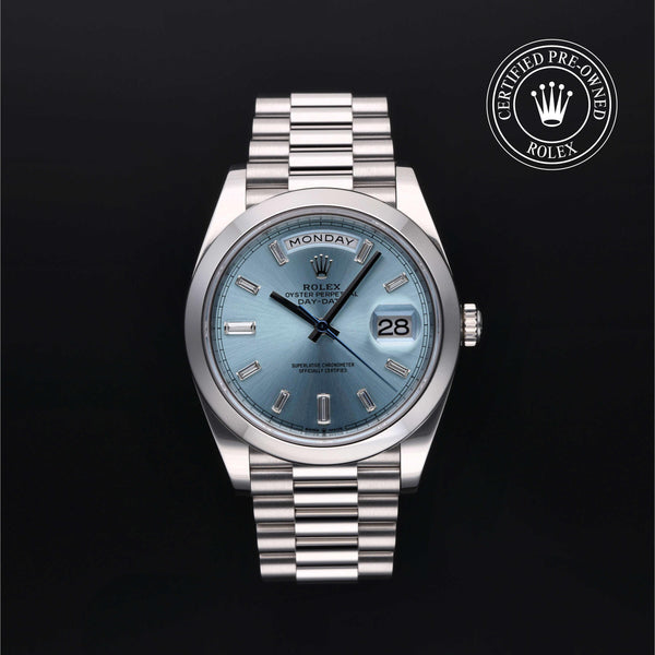 Rolex Certified Pre-owned Day-date M228206-0002 front on black background