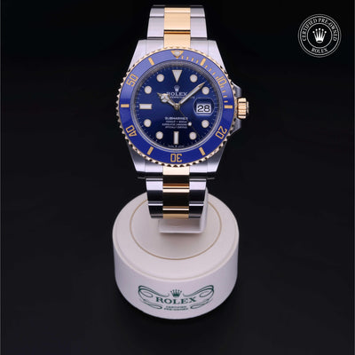 Rolex Certified Pre-owned Submariner M126613LB-0002 front on black background