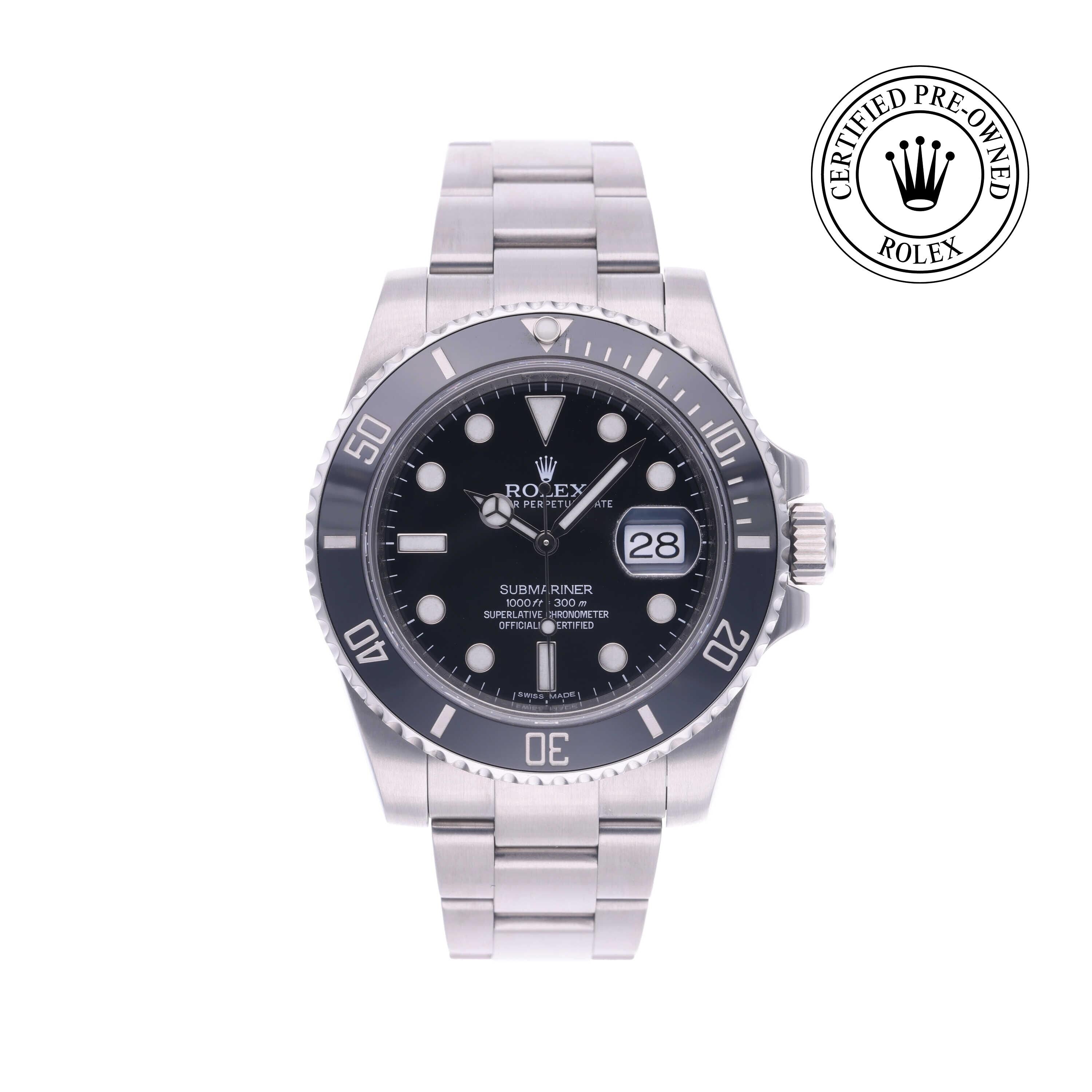 Rolex Certified Pre-owned Submariner M116610LN-0001 front on white background