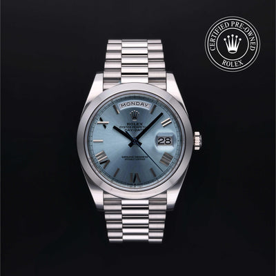 Rolex Certified Pre-owned Day-date M228206-0044 front on black background