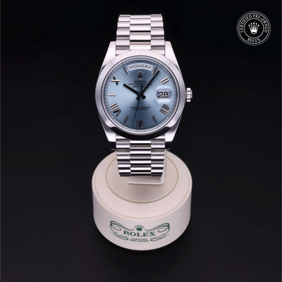 Rolex Certified Pre-owned Day-date M228206-0044 front on black background