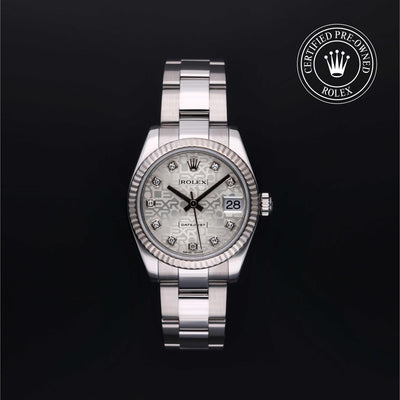 Rolex Certified Pre-owned Lady Datejust M178274-0029 front on black background