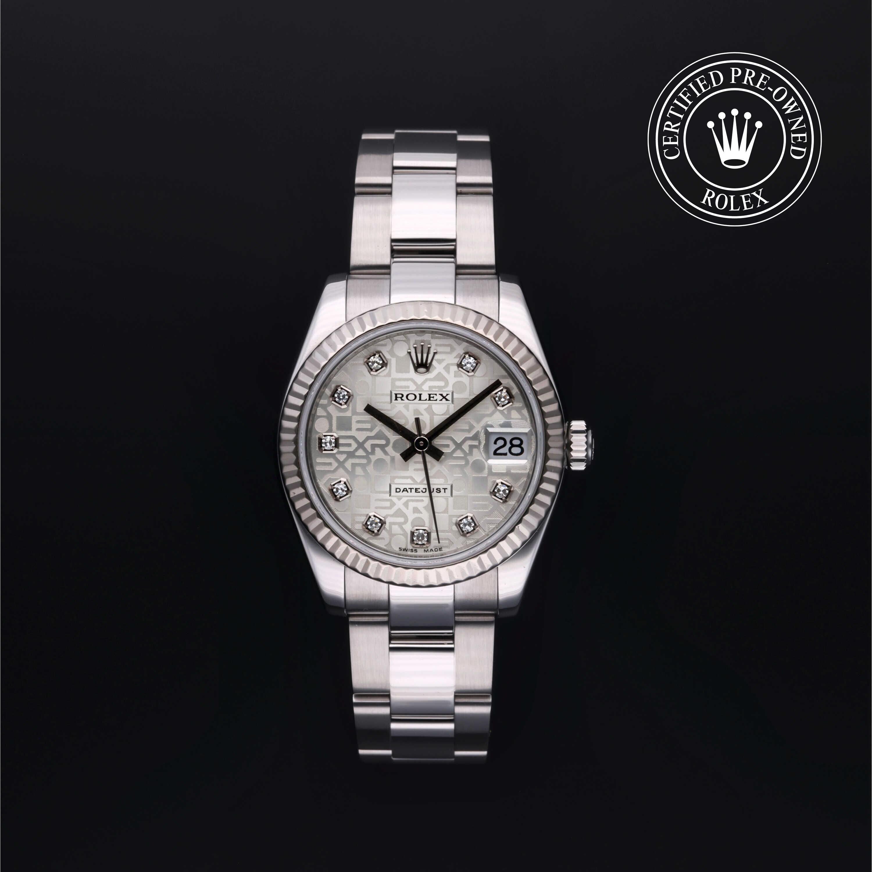 Rolex Certified Pre-owned Lady Datejust M178274-0029 front on black background