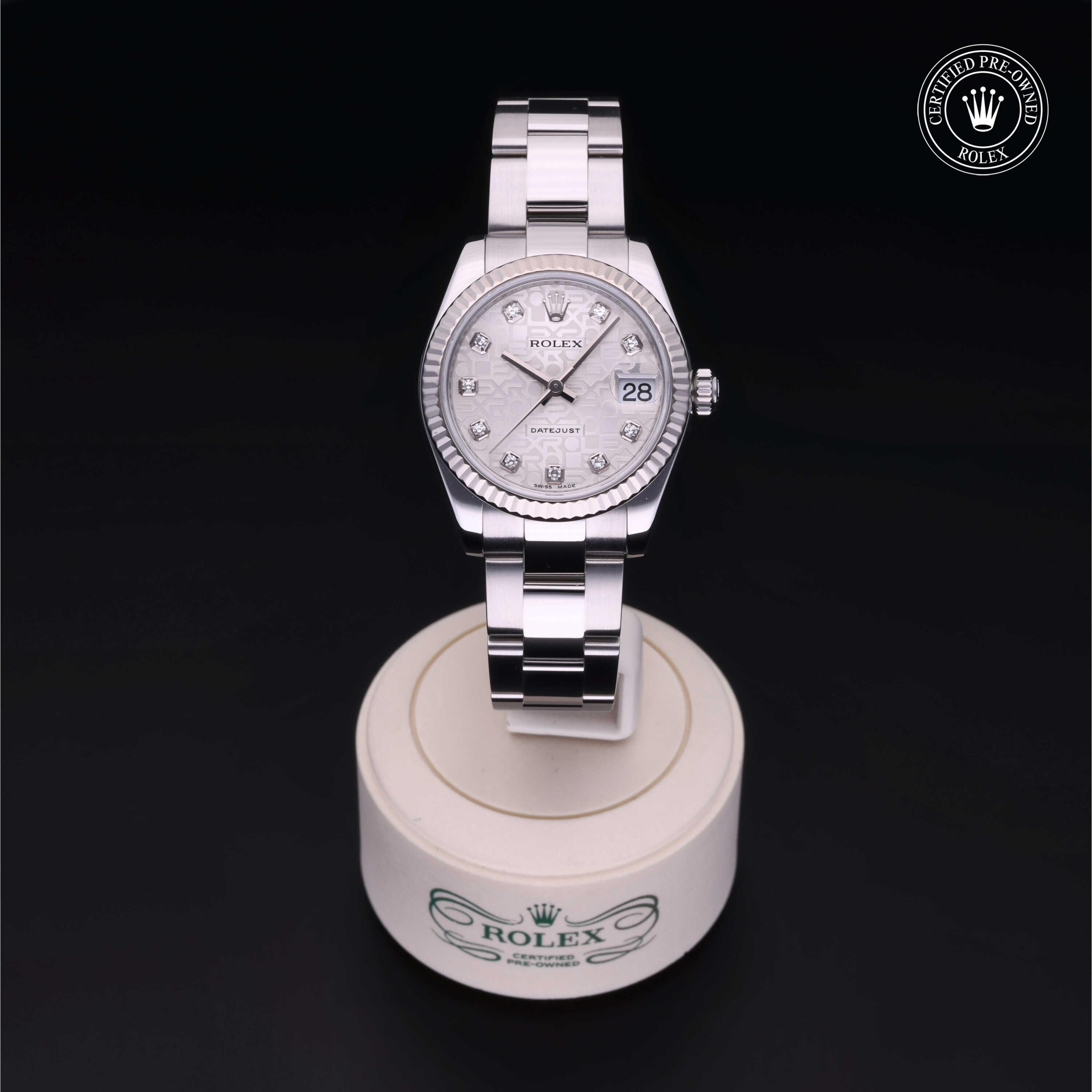Rolex Certified Pre-owned Lady Datejust M178274-0029 front on black background
