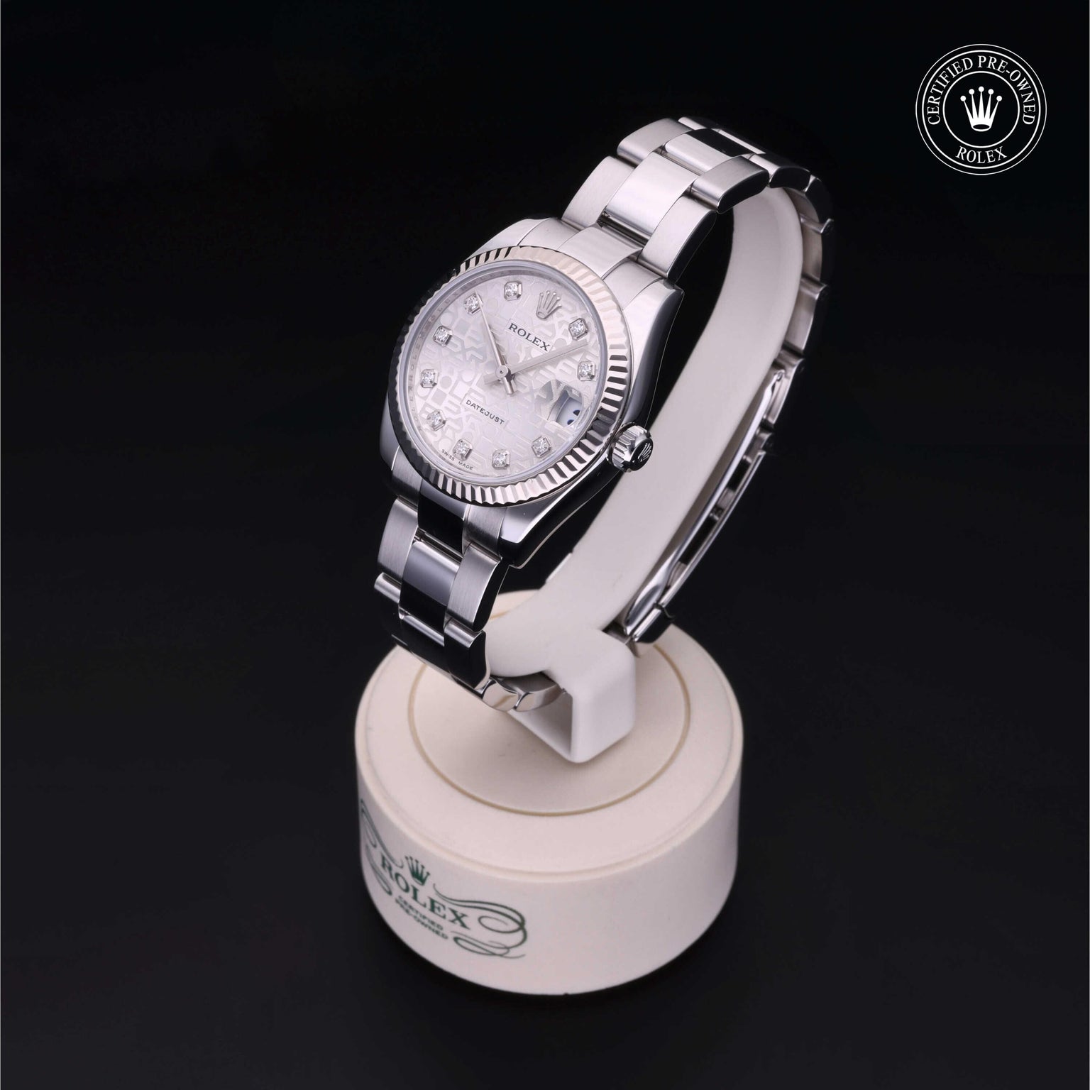 Rolex Certified Pre-owned Lady Datejust M178274-0029 front on black background