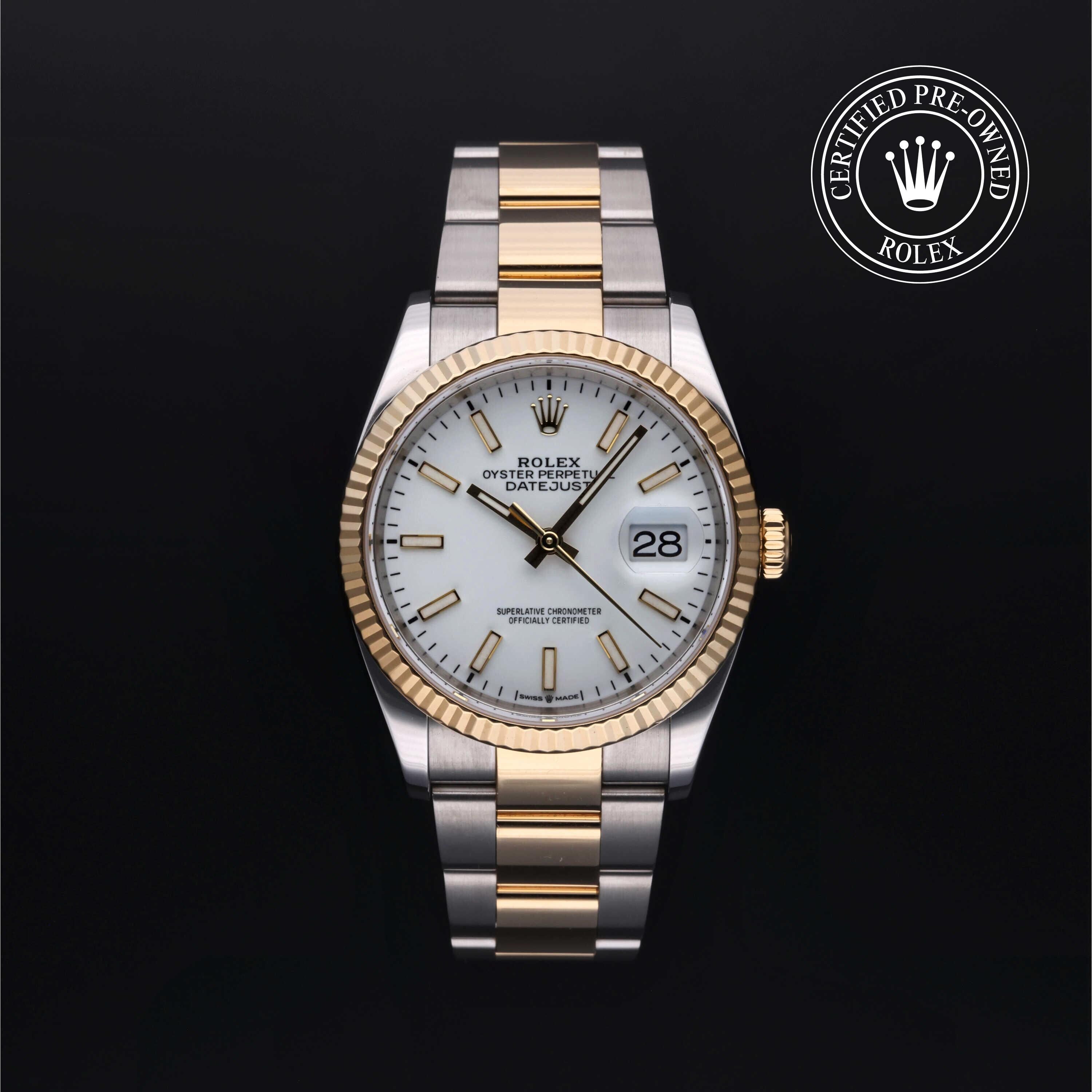 Rolex Certified Pre-owned Datejust M126233-0020 front on black background