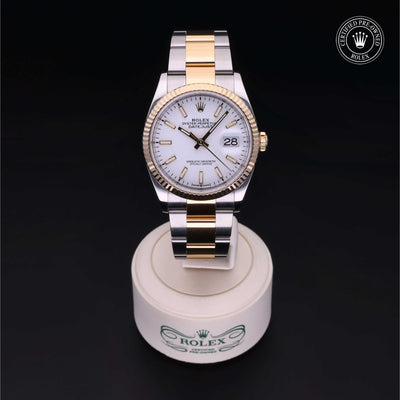 Rolex Certified Pre-owned Datejust M126233-0020 front on black background