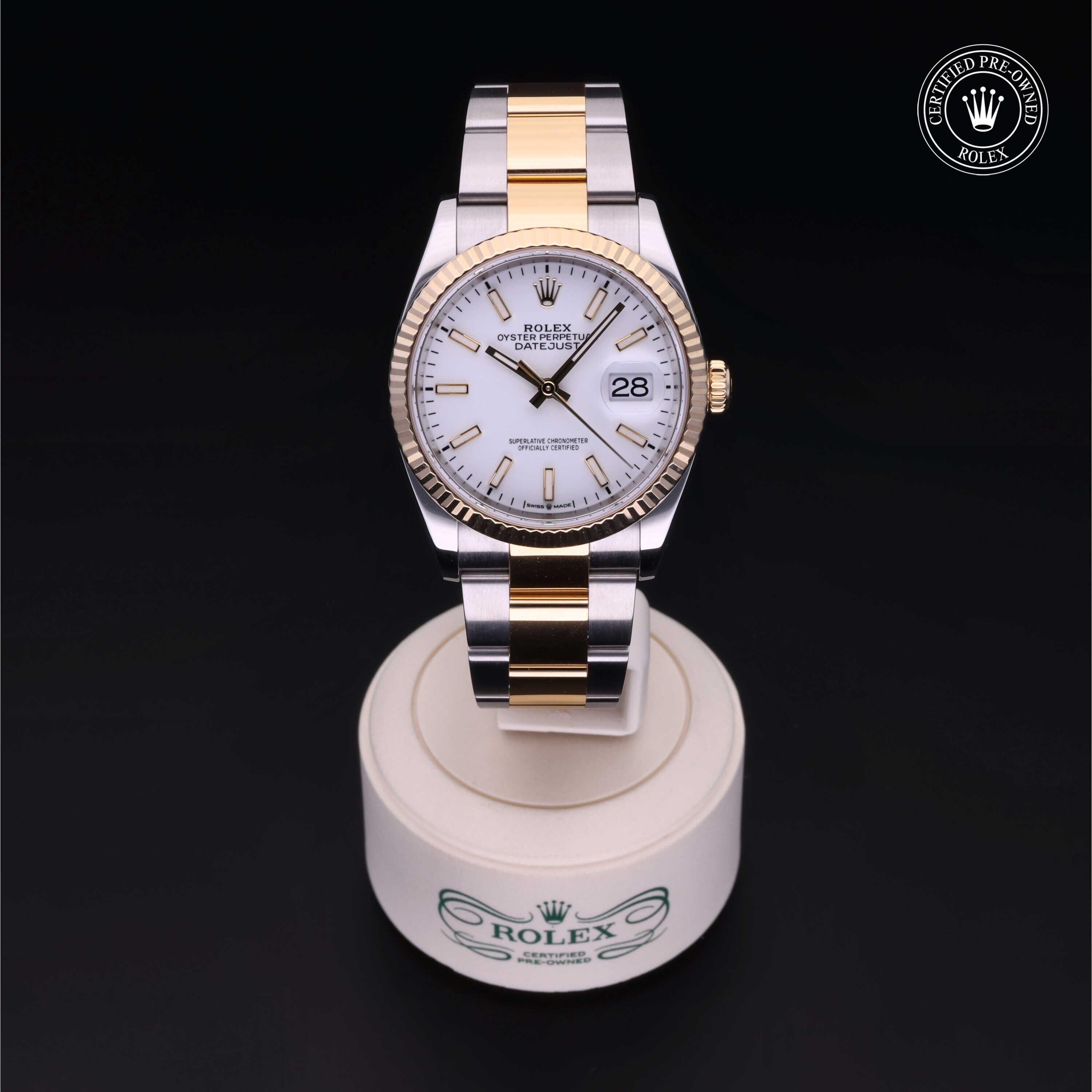 Rolex Certified Pre-owned Datejust M126233-0020 front on black background