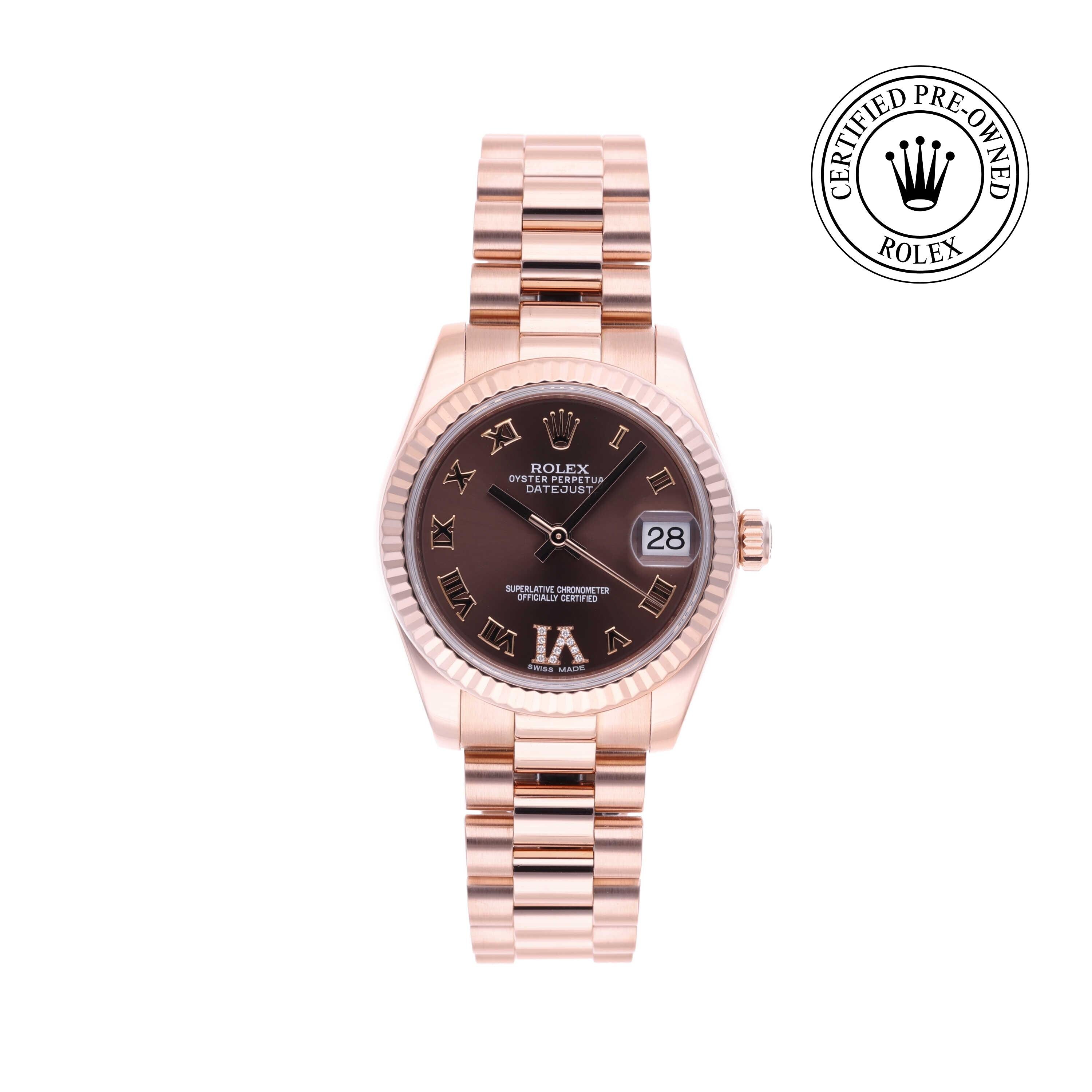 Rolex Certified Pre-owned Lady Datejust M178275F-0031 front on white background