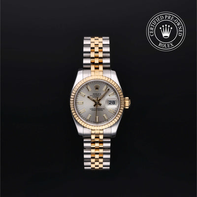 Rolex Certified Pre-owned Lady Datejust M179173-0076 front on black background