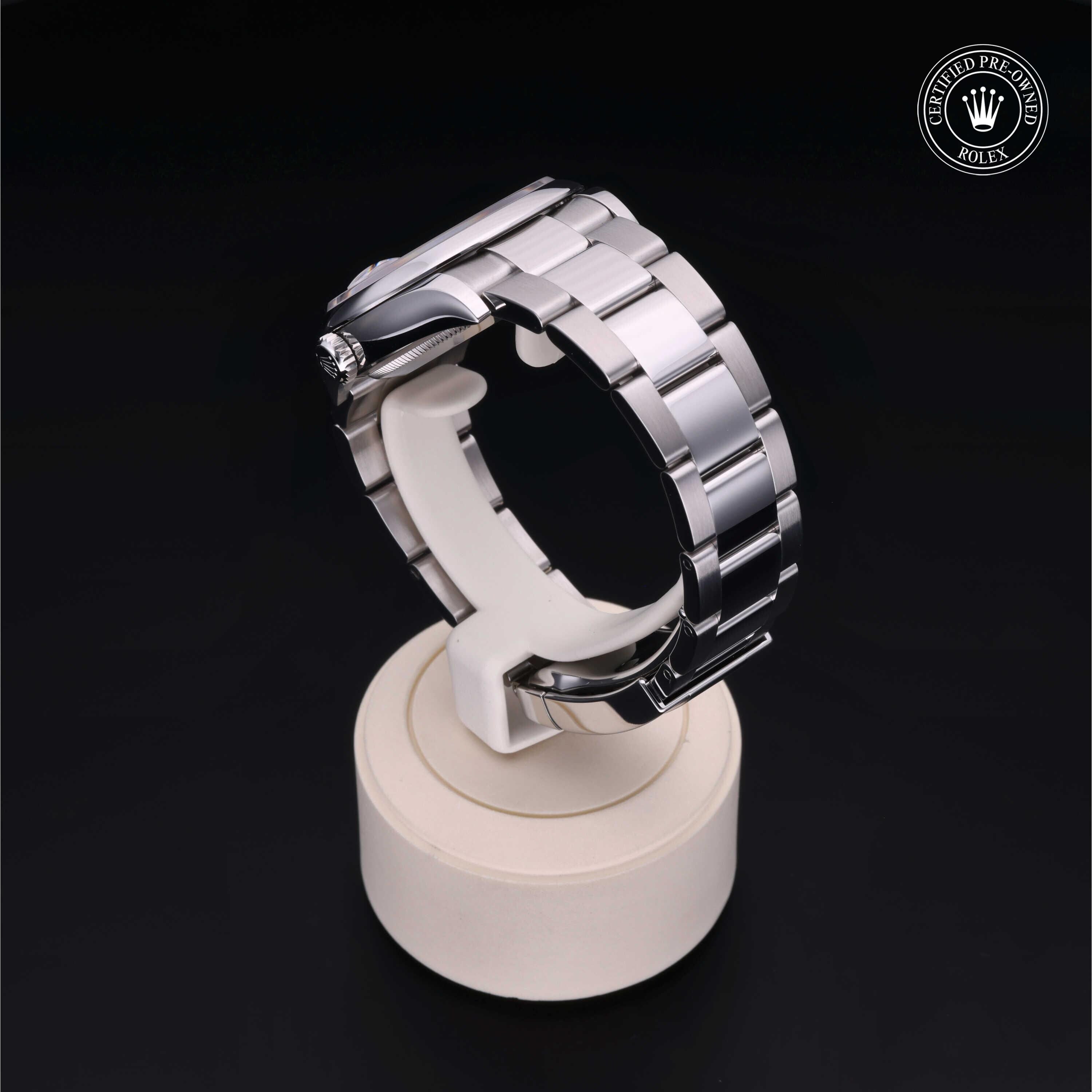 Rolex Certified Pre-owned Datejust M126200-0006 front on black background