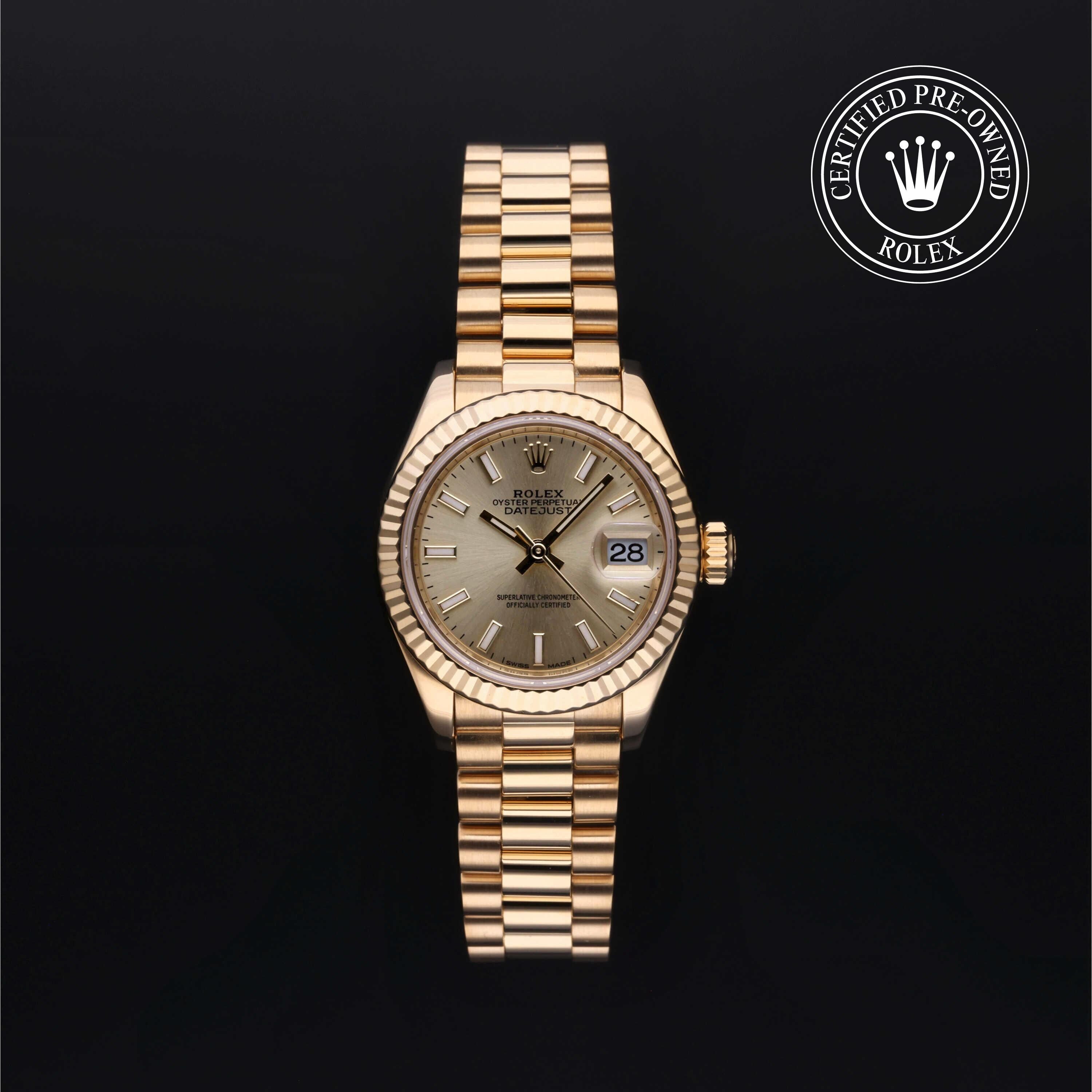 Rolex Certified Pre-owned Lady Datejust M279178-0001 front on black background