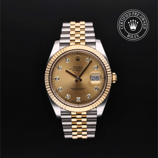 Rolex Certified Pre-owned Datejust M126333-0012 front on black background