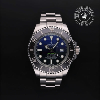 Rolex Certified Pre-owned Sea-Dweller M116660-0003 front on black background