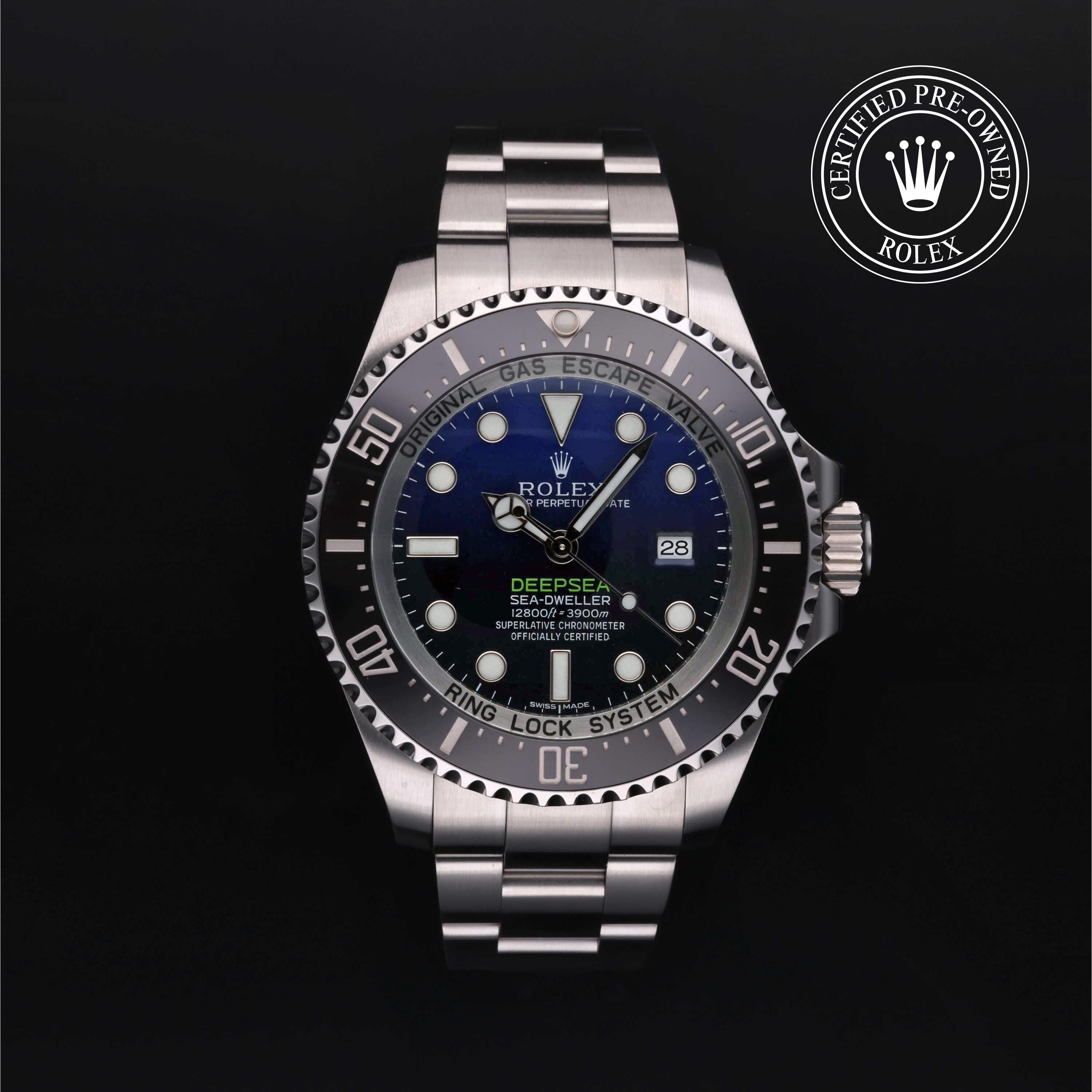 Rolex Certified Pre-owned Sea-Dweller M116660-0003 front on black background