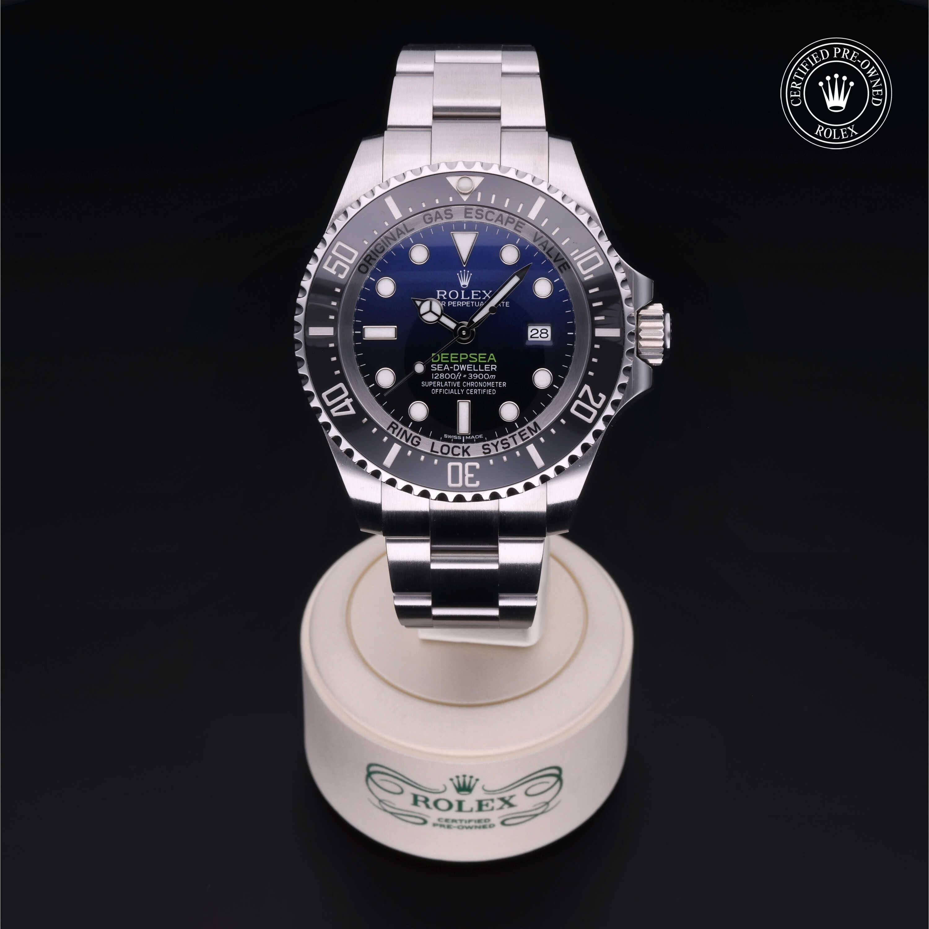 Rolex Certified Pre-owned Sea-Dweller M116660-0003 front on black background