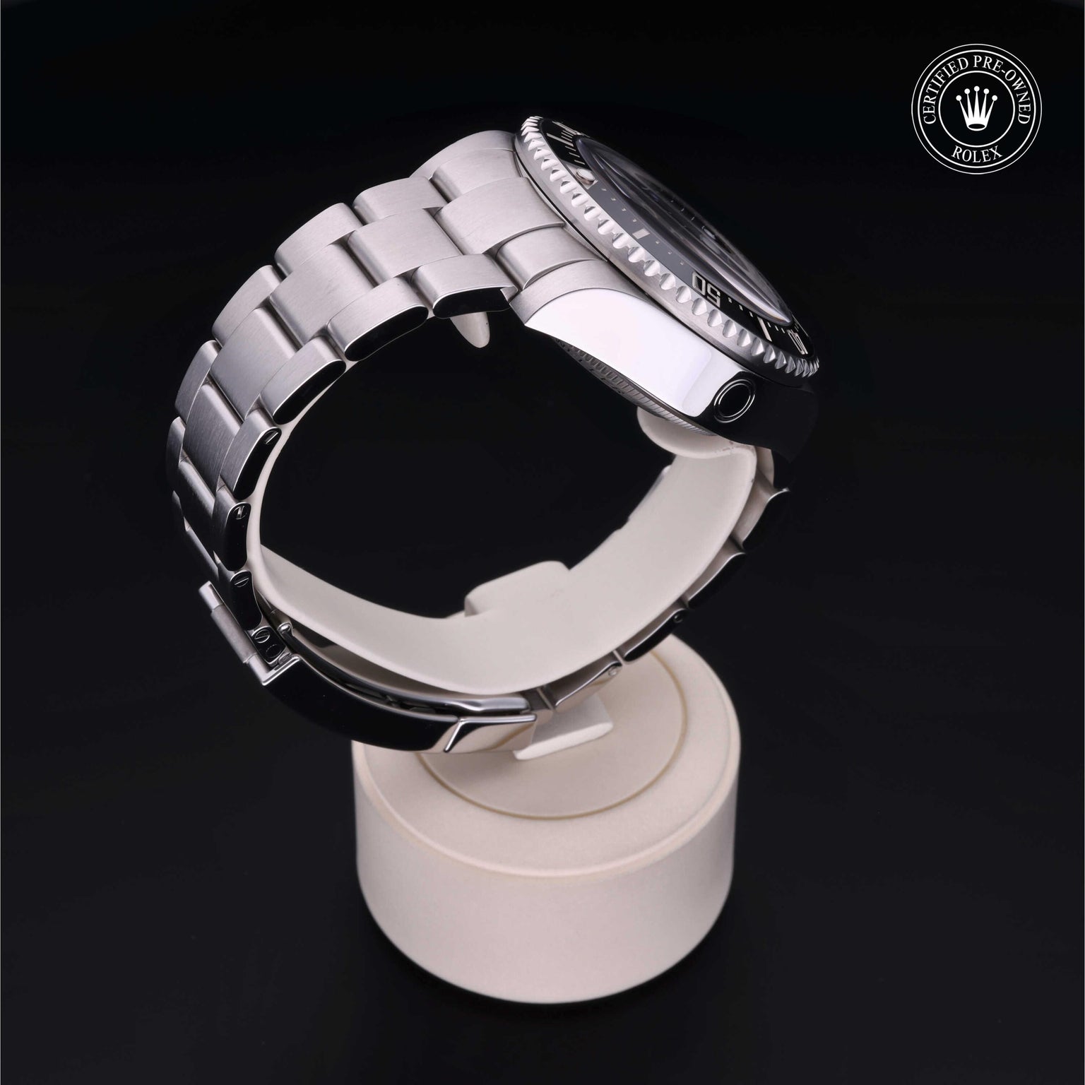 Rolex Certified Pre-owned Sea-Dweller M116660-0003 front on black background