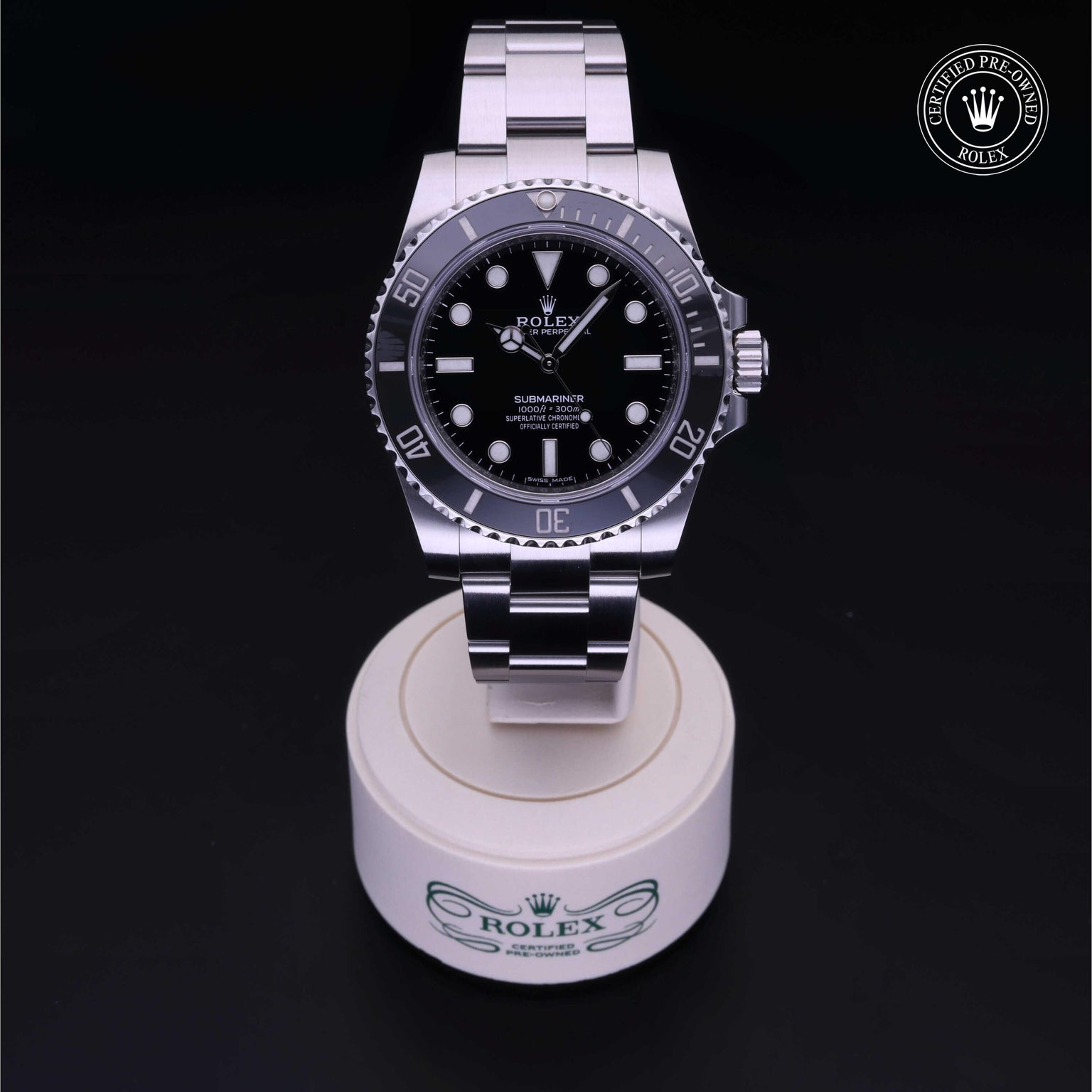 Rolex Certified Pre-owned Submariner M114060-0002 front on black background