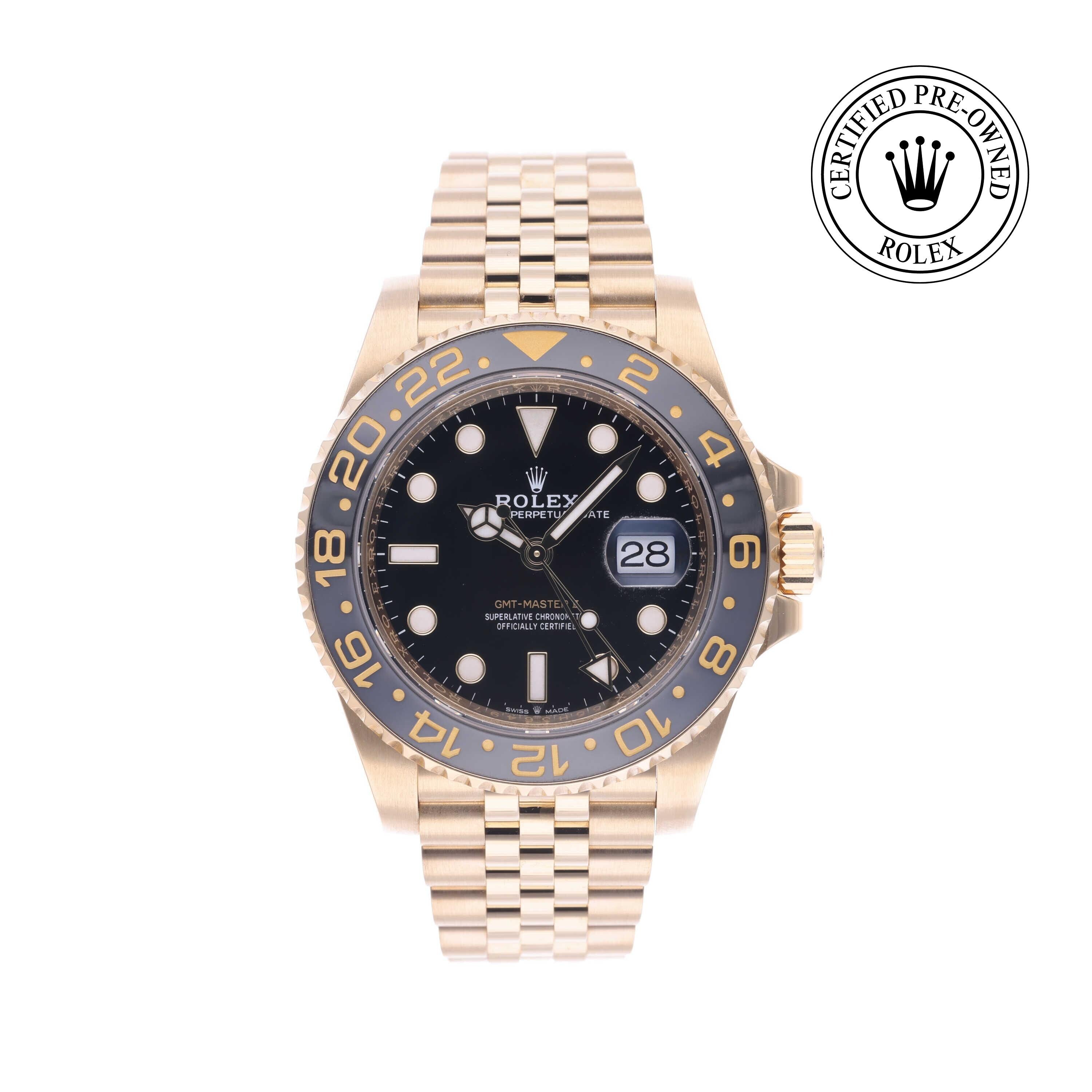 Rolex Certified Pre-owned GMT M126718GRNR-0001 front on white background