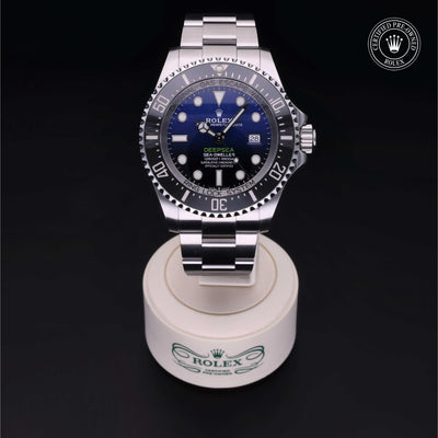 Rolex Certified Pre-owned Sea-Dweller M126660-0002 front on black background