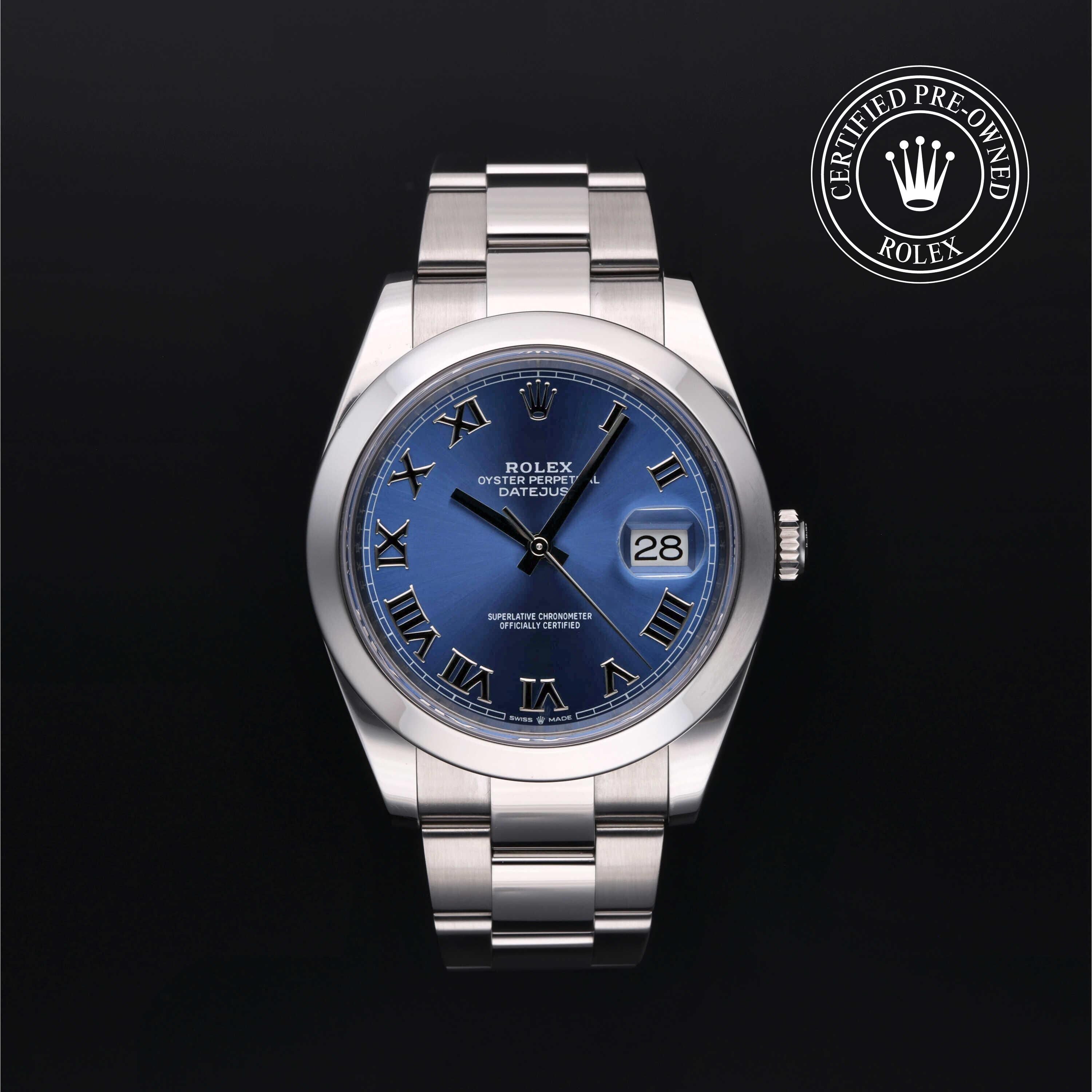 Rolex Certified Pre-owned Datejust M126300-0017 front on black background