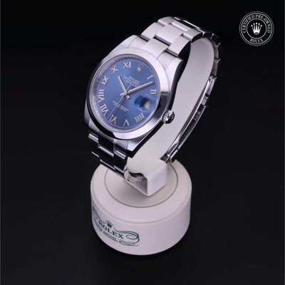 Rolex Certified Pre-owned Datejust M126300-0017 front on black background