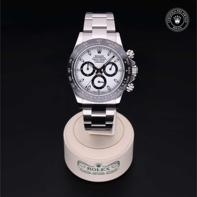 Rolex Certified Pre-owned Daytona M116500LN-0001 front on black background