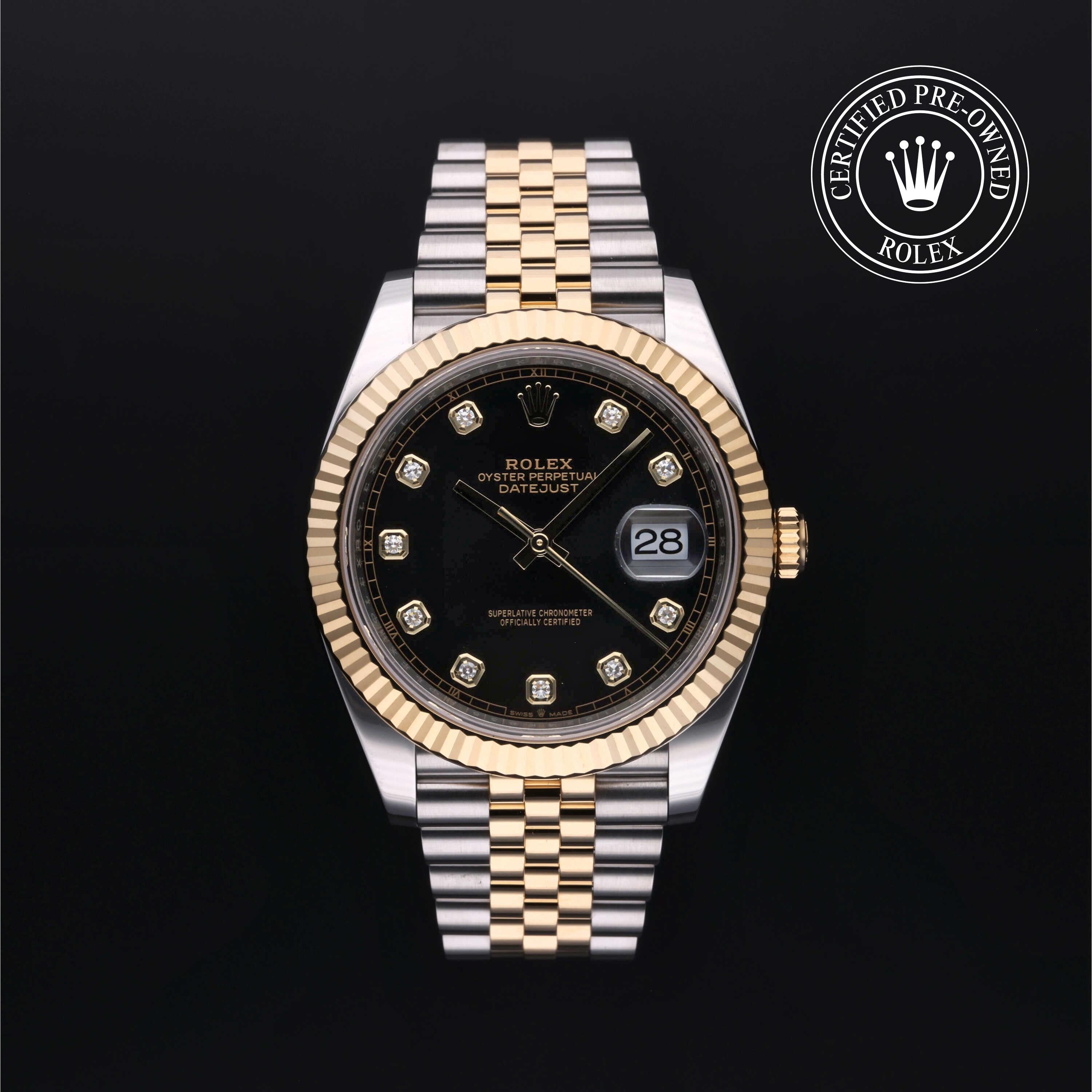 Rolex Certified Pre-owned Datejust M126333-0006 front on black background