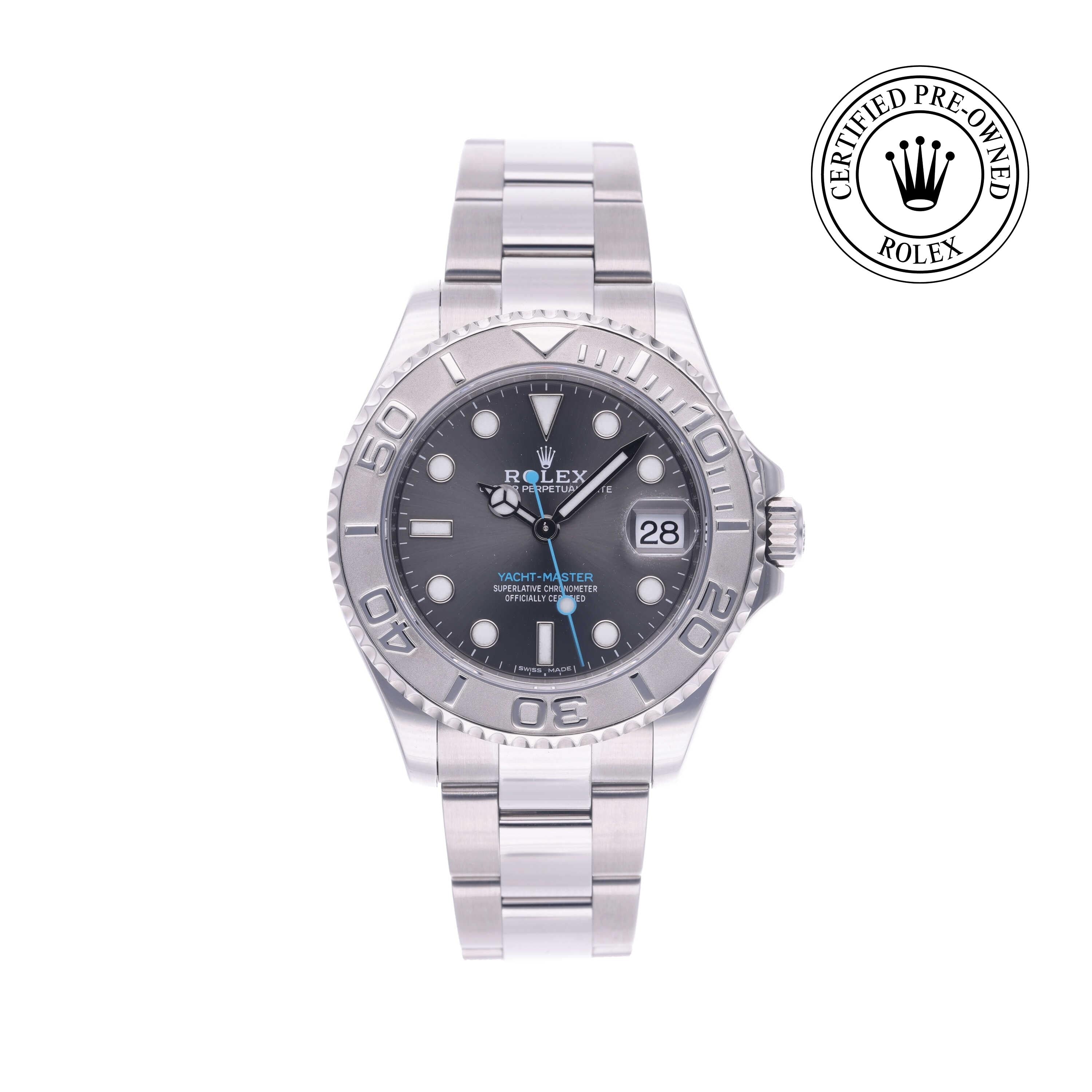 Rolex Certified Pre-owned Yacht-Master M268622-0002 front on white background