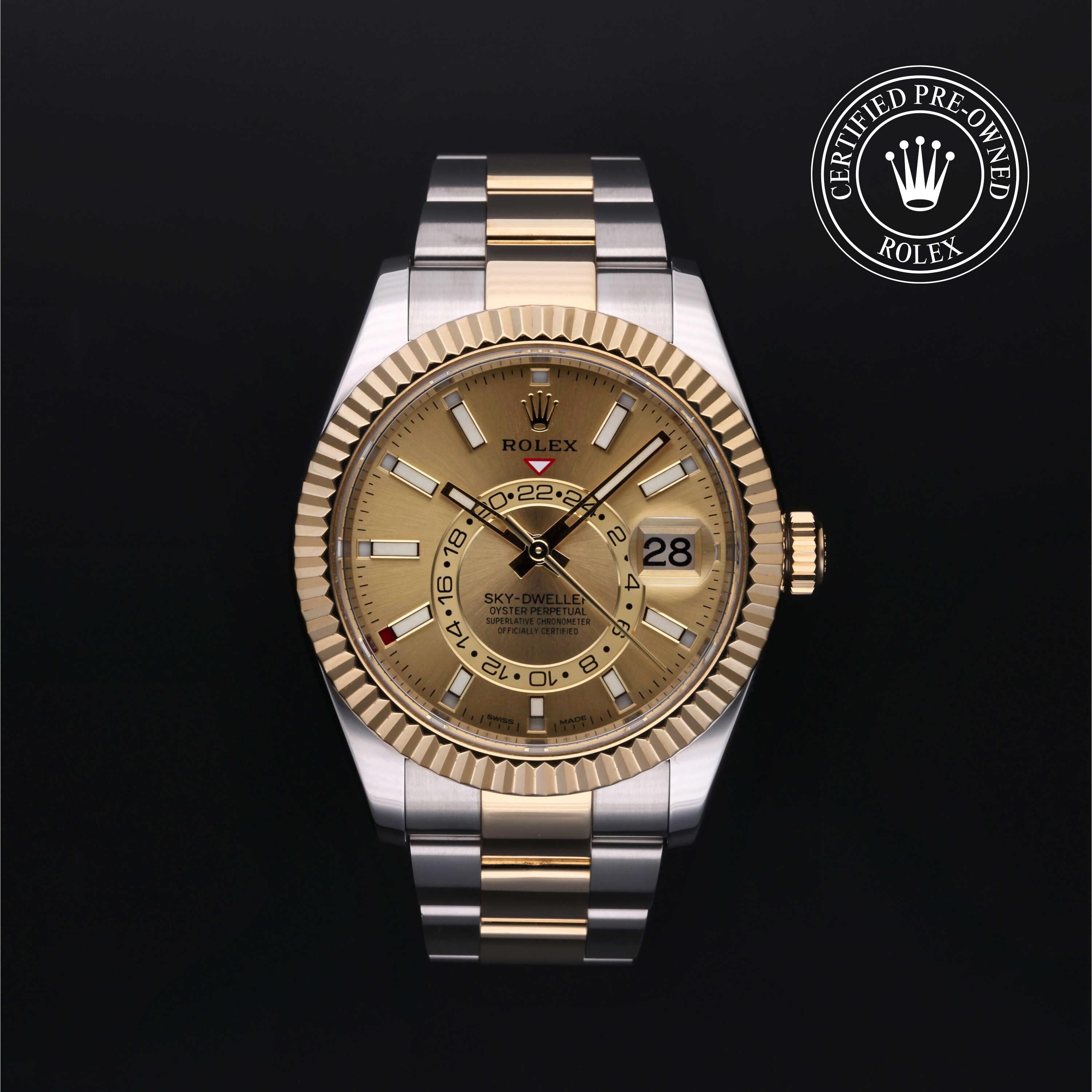 Rolex Certified Pre-owned Sky-Dweller M326933-0001 front on black background