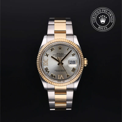 Rolex Certified Pre-owned Datejust M126233-0032 front on black background