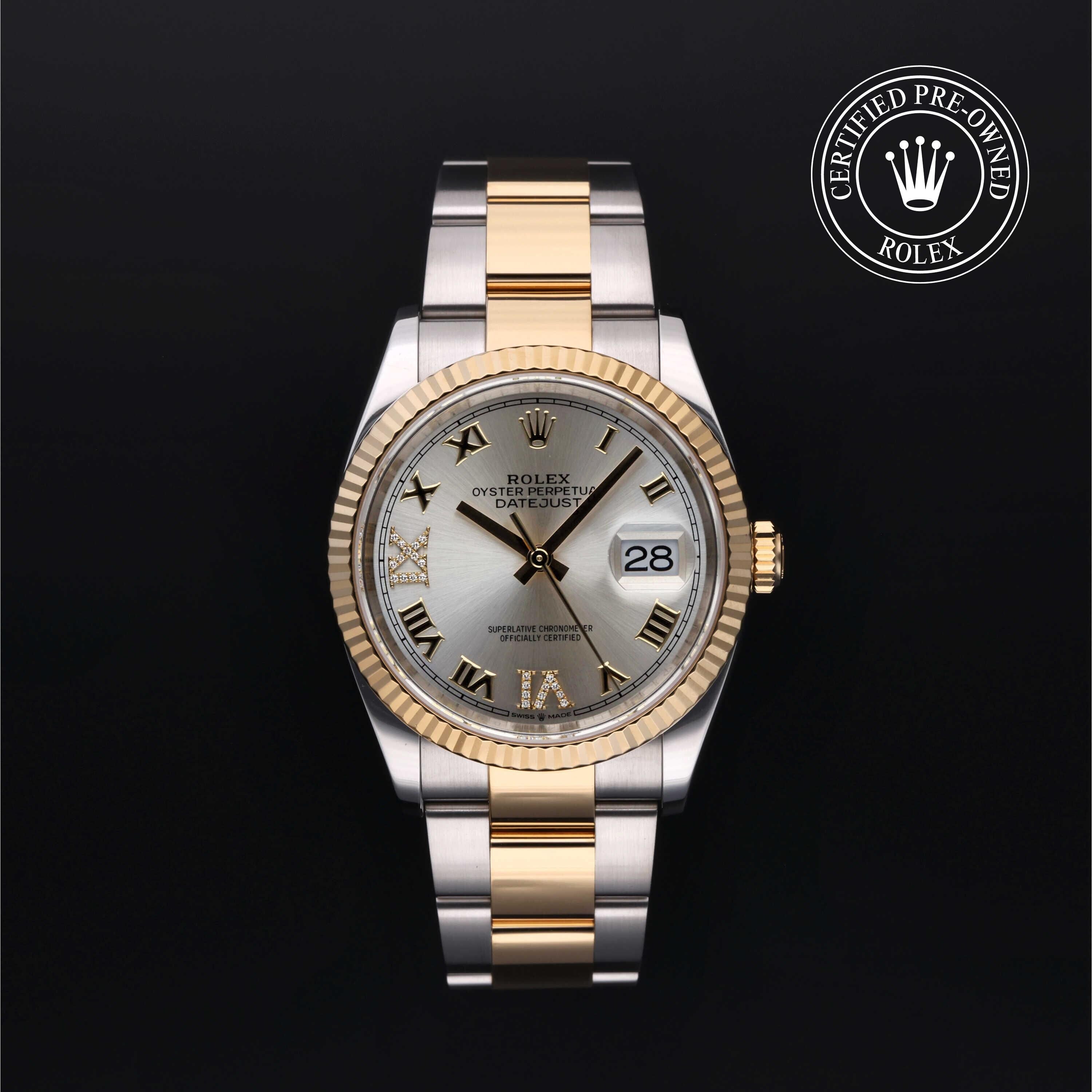 Rolex Certified Pre-owned Datejust M126233-0032 front on black background