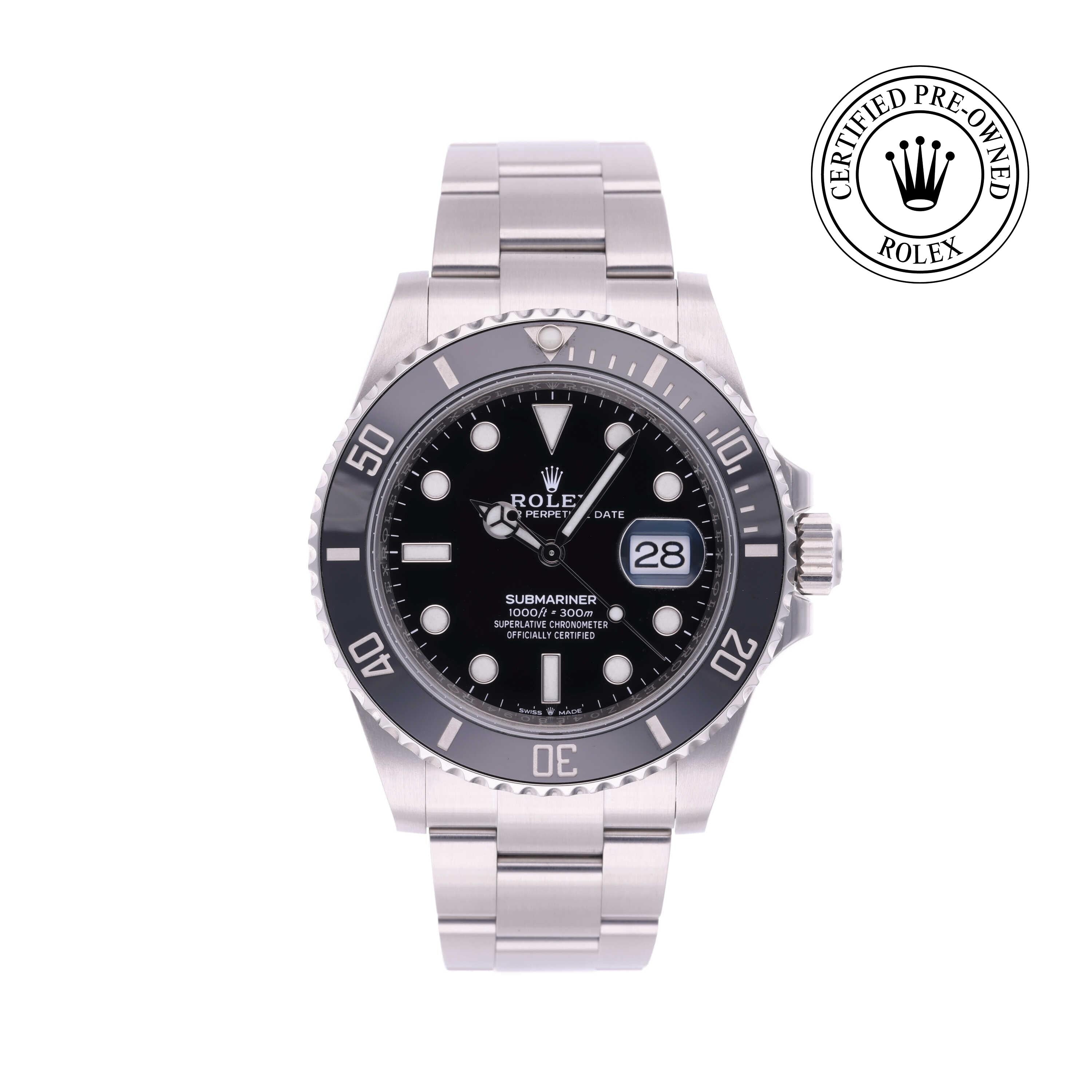 Rolex Certified Pre-owned Submariner M126610LN-0001 front on white background