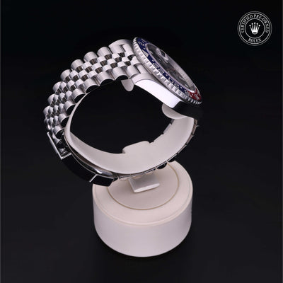 Rolex Certified Pre-owned GMT M126710BLRO-0001 front on black background