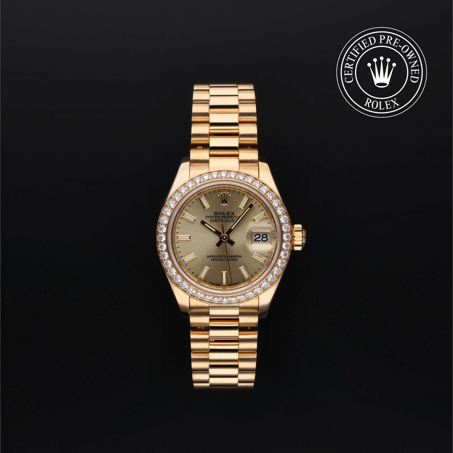 Rolex Certified Pre-owned Lady Datejust M279138RBR-0014 front on black background