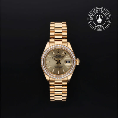 Rolex Certified Pre-owned Lady Datejust M279138RBR-0014 front on black background