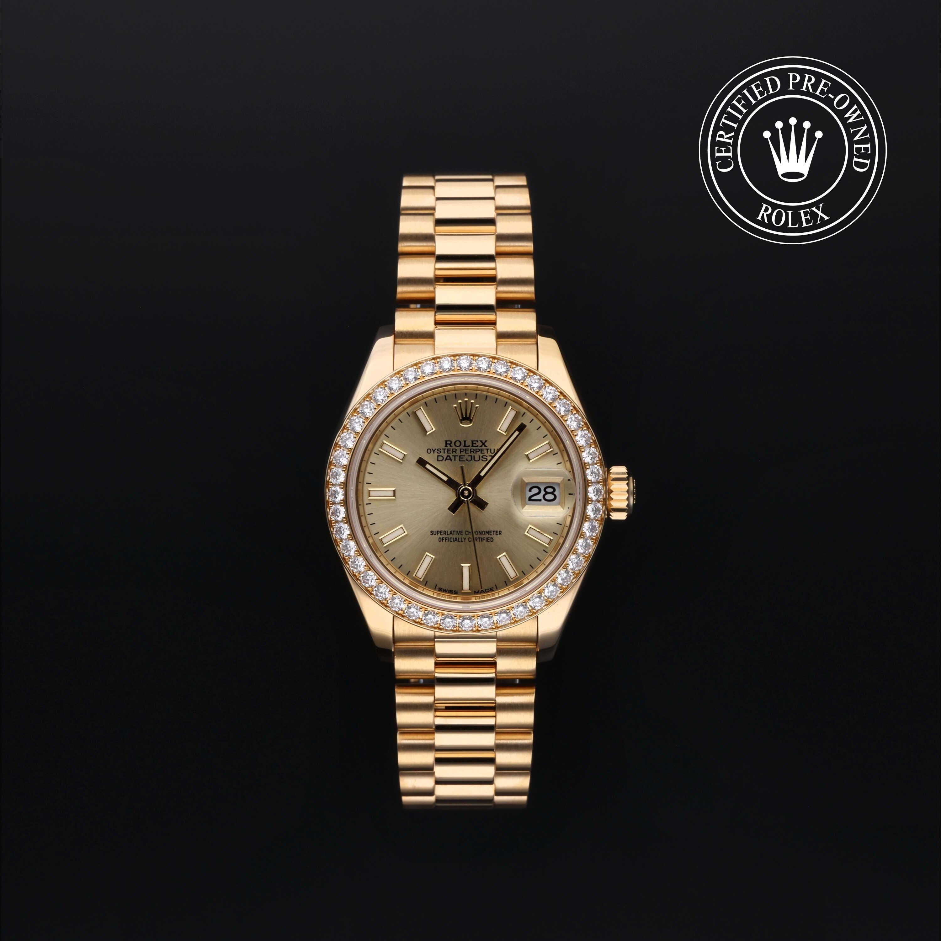 Rolex Certified Pre-owned Lady Datejust M279138RBR-0014 front on black background