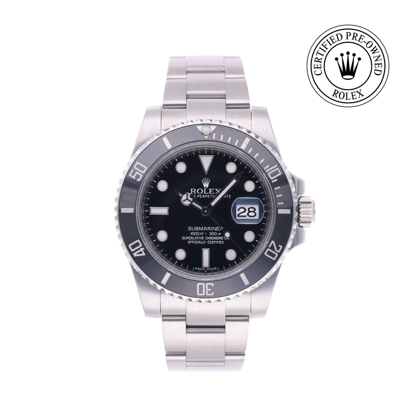 Rolex Certified Pre-owned Submariner M116610LN-0001 front on white background