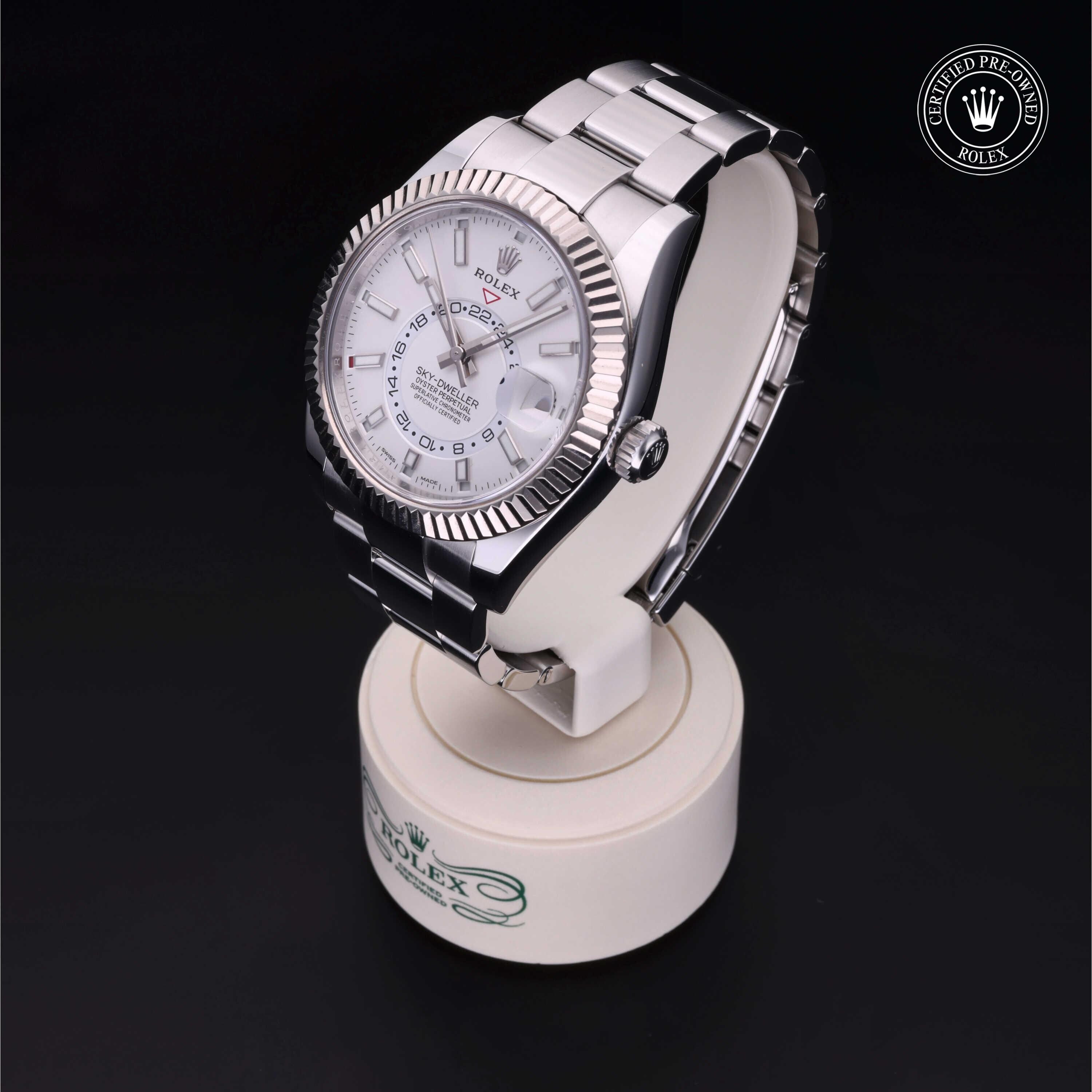 Rolex Certified Pre-owned Sky-Dweller M326934-0001 front on black background