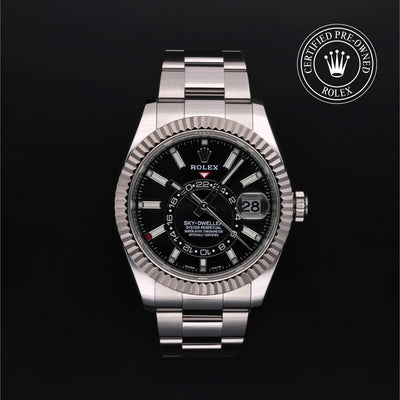 Rolex Certified Pre-owned Sky-Dweller M326934-0006 front on black background