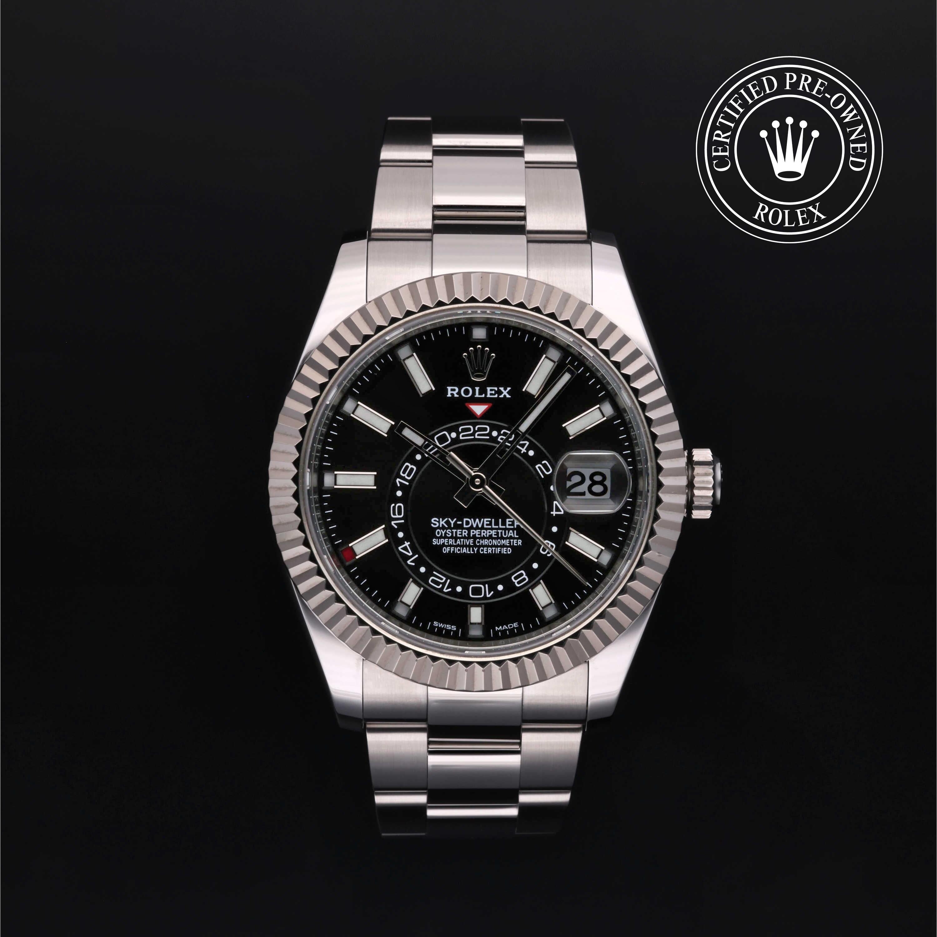 Rolex Certified Pre-owned Sky-Dweller M326934-0006 front on black background