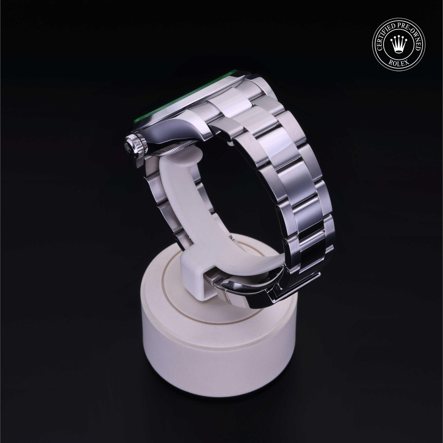 Rolex Certified Pre-owned Milgauss M116400GV-0002 front on black background