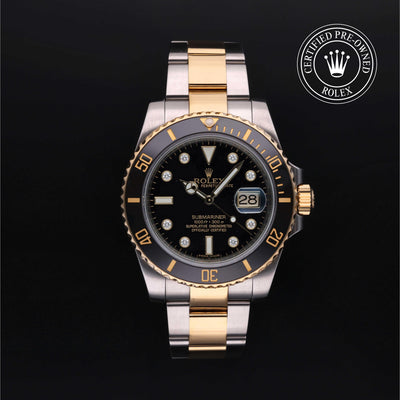 Rolex Certified Pre-owned Submariner M116613LN-0003 front on black background