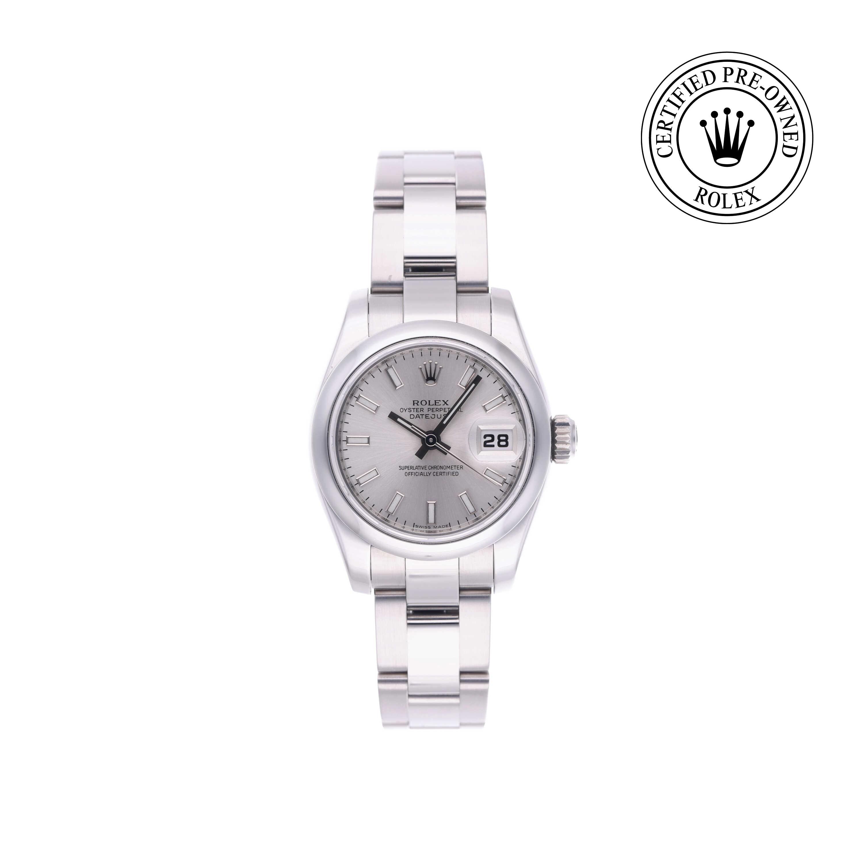 Rolex Certified Pre-owned Lady Datejust M179160-0023 front on white background