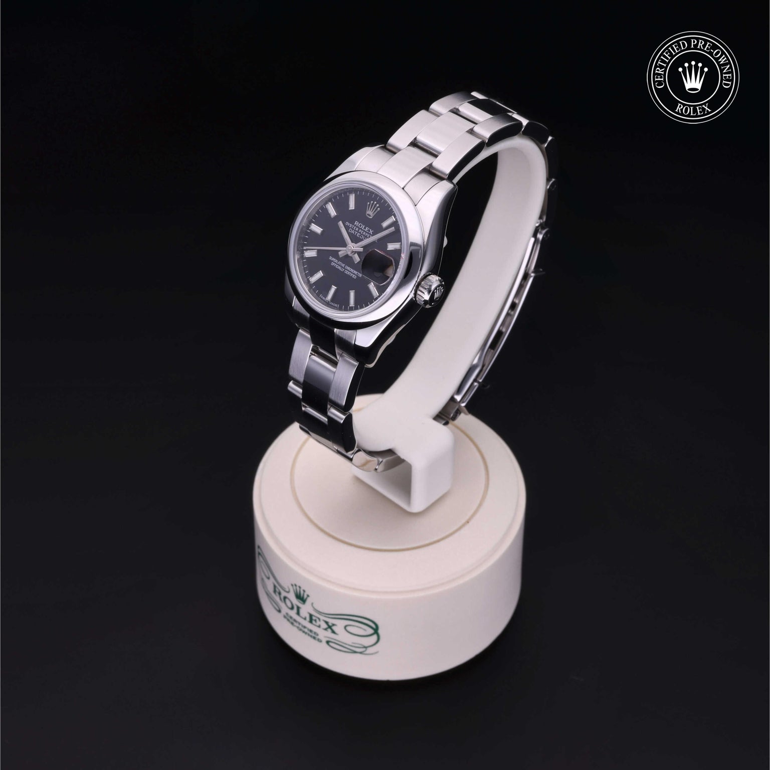 Rolex Certified Pre-owned Lady Datejust M179160-0008 front on black background